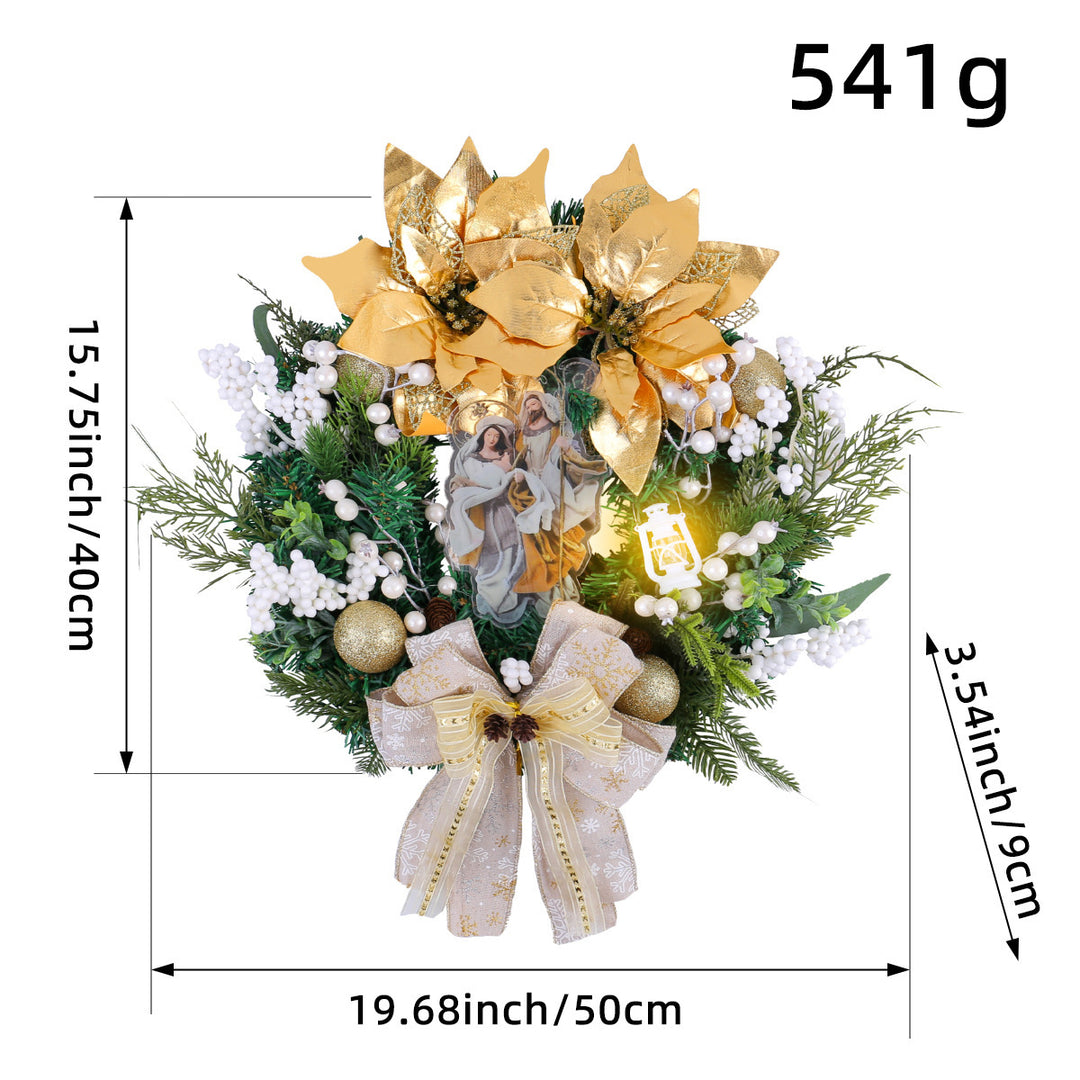 Weihnachtskranz mit goldener Öllampe