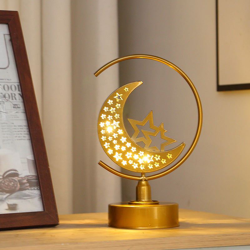 LED-Tischleuchte aus Eisen mit Mond- und Sternmotiven