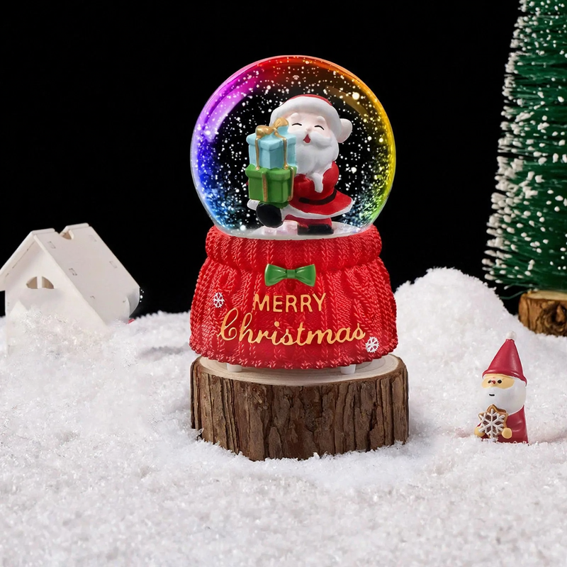 Weihnachtliche Schneekugel mit Licht und Musik