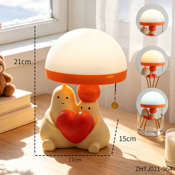Herz-Tischlampe mit Liebes-Motiv