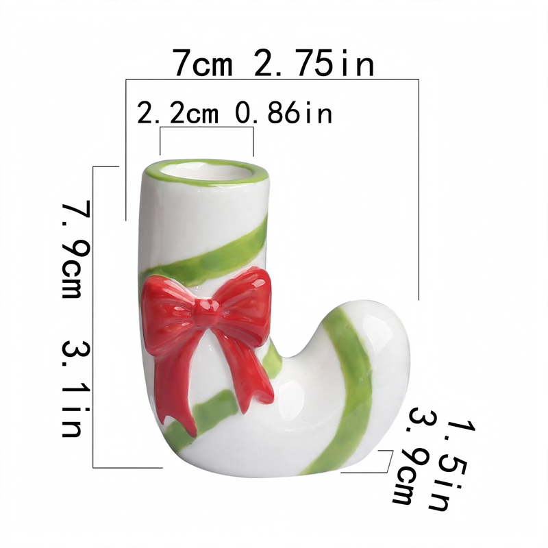 Keramik-Kerzenhalter in Zuckerstangen-Optik