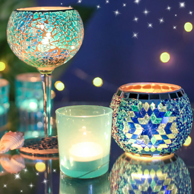 Mosaik-Glas-Kerzenhalter, verschiedene Sets