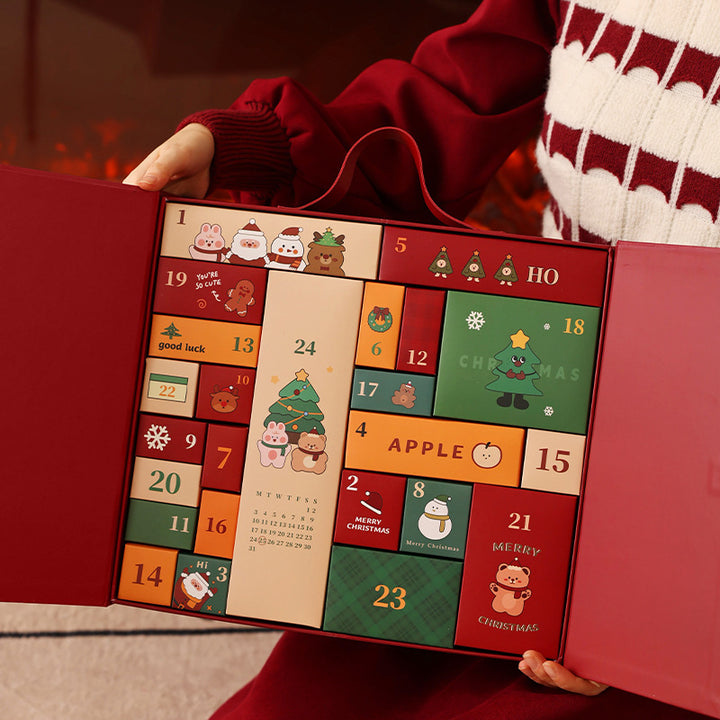 Weihnachts-Adventskalender-Geschenkbox, 24 Fächer, Stoff