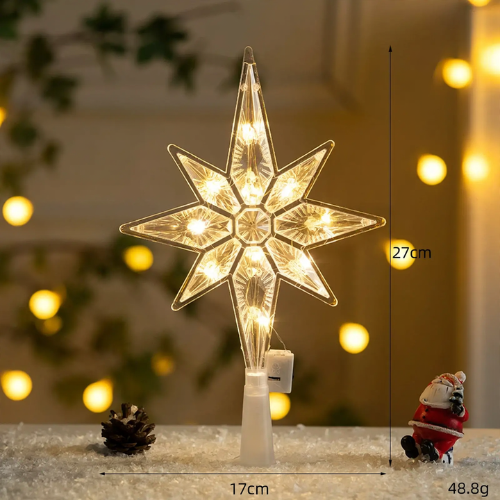 Beleuchteter Weihnachtsbaum-Spitzenstern aus Kunststoff