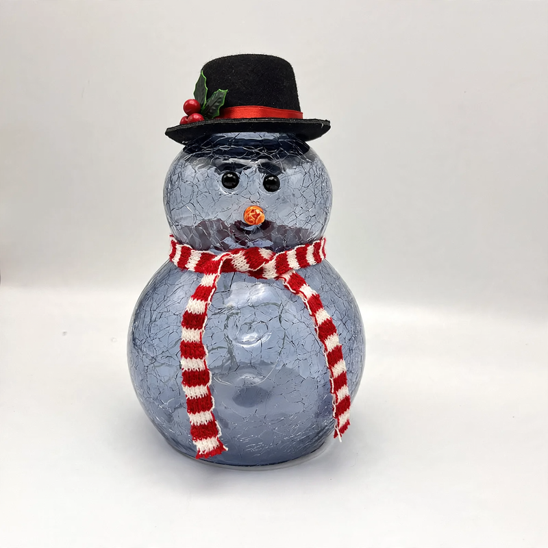 Dekorative Glas-Schneemann-Figur mit Beleuchtung