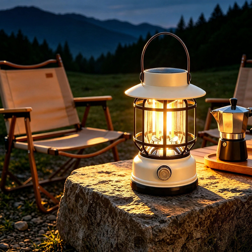 LED-Campinglampe mit Akku und Notlichtfunktion
