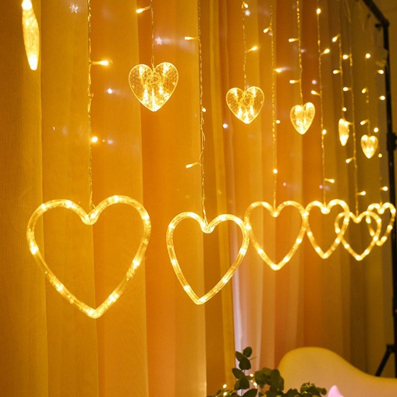 LED-Vorhang-Lichterkette mit Sternen und Monden