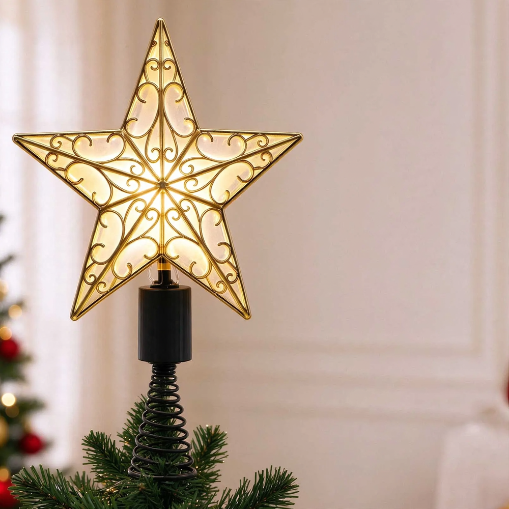 Beleuchteter Weihnachtsbaum-Spitzenstern aus PVC