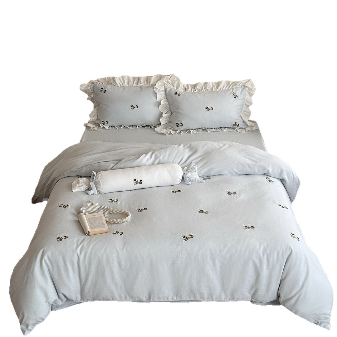 Doppelschicht-Baumwoll-Bettwäsche mit Rüschen