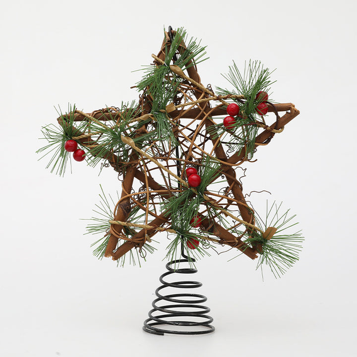 Weihnachtsbaum-Spitzenstern aus Rattan