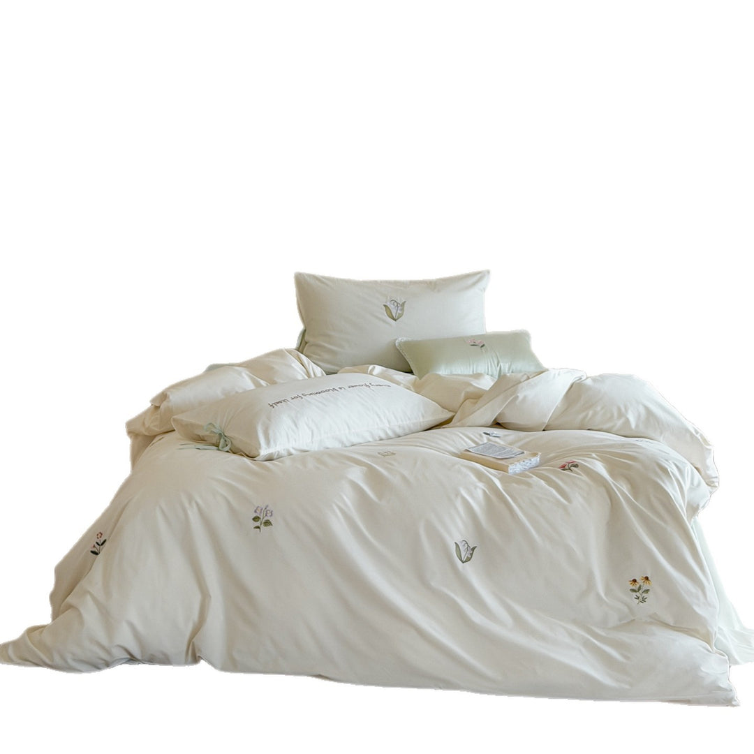 Baumwoll-Bettwäsche-Set, bestickt, aus langstapeliger Baumwolle