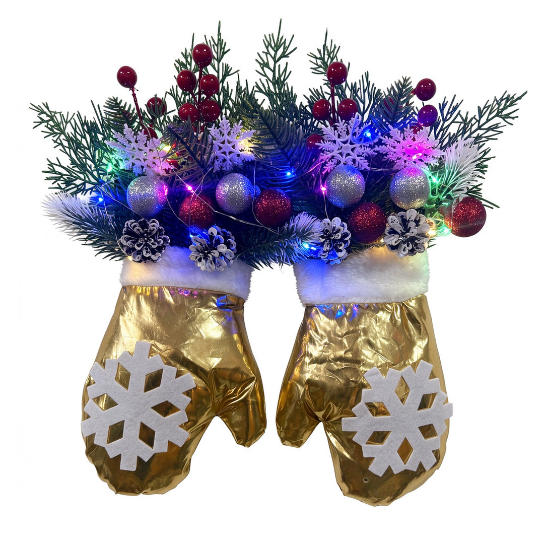 Weihnachtlicher Handschuh-Kranz mit Beleuchtungsoption