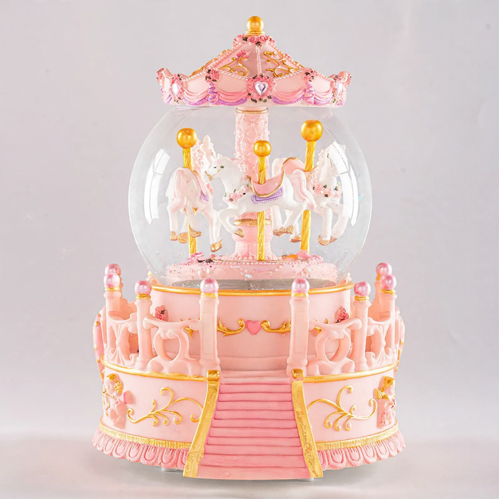 Kristall-Spieluhr mit Karussell-Design