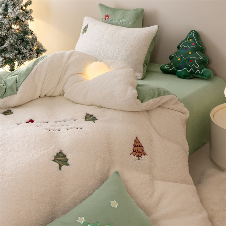 Milchfleece-Bettwäsche-Set, doppelseitig, winterwarm