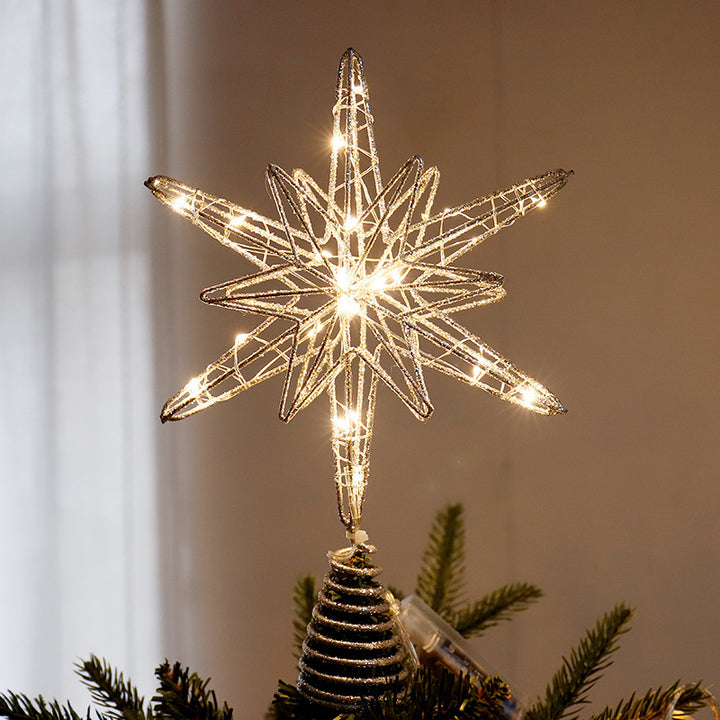 Weihnachtsbaumspitze Stern aus Eisen und Stoff