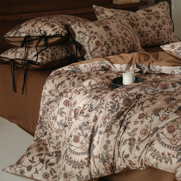 Langstapel-Baumwoll-Bettwäsche, 4-teilig, Blumenmuster
