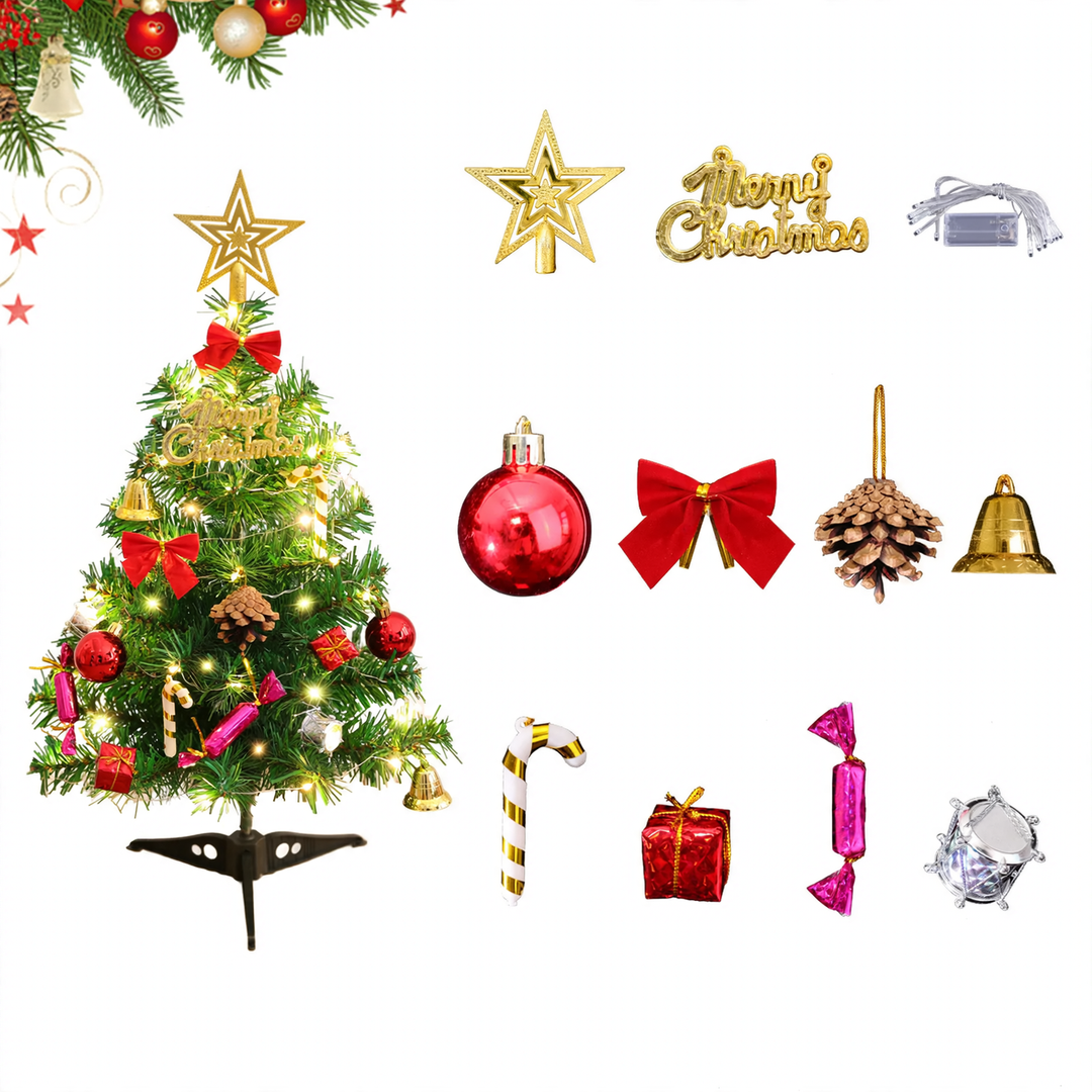 Mini-Weihnachtsbaum aus PVC, 30 cm, mit Beleuchtung