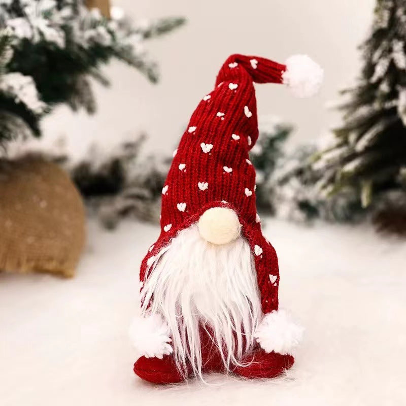 Sitzende Weihnachts-Wichtelfigur mit Strickmütze