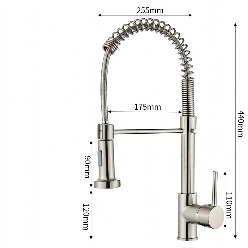 Edelstahl-Küchenarmatur mit Brausefunktion