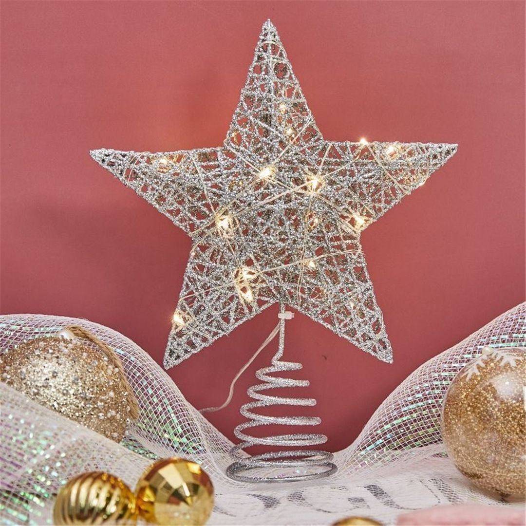 Weihnachtsbaum-Spitze Stern mit LED-Lichterkette