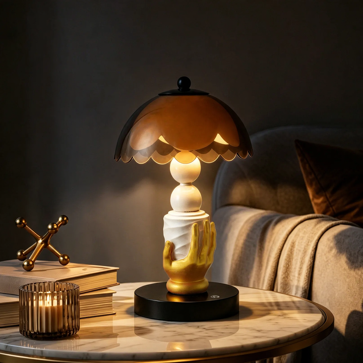 Vergoldete Hand-Tischlampe aus ABS