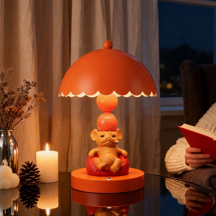 Französische Bulldogge Tischlampe, Cartoon-Design
