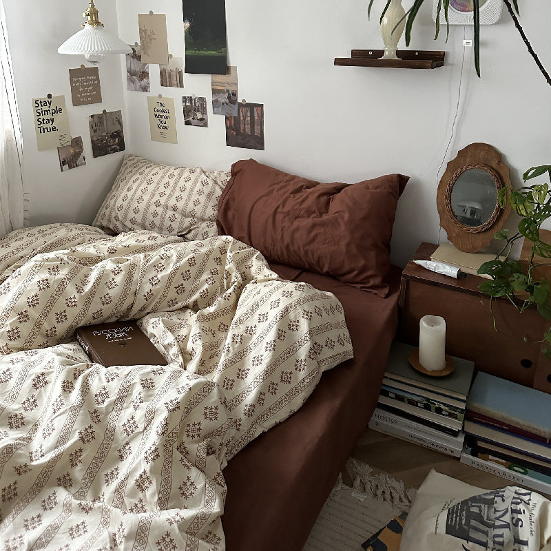 Baumwoll-Bettwäsche-Set, Vintage-Design