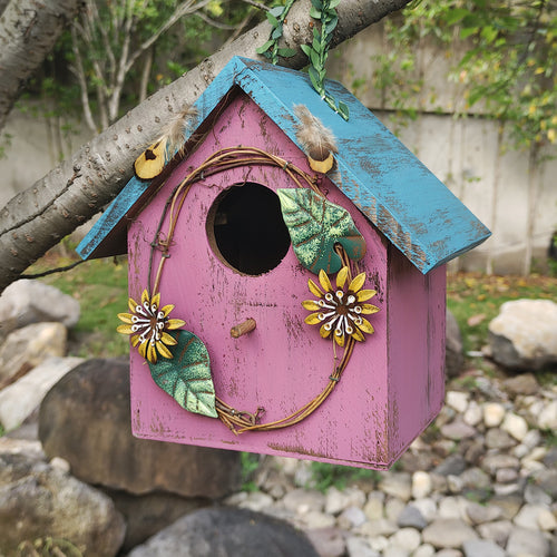 Vogelhaus aus Kiefernholz zur Wandmontage