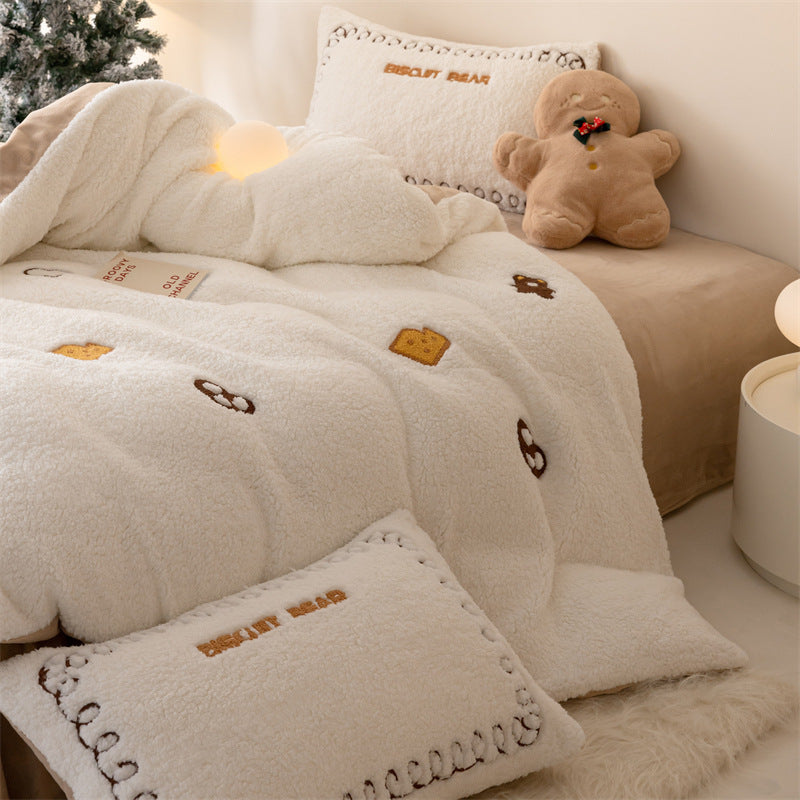 Milchfleece-Bettwäsche-Set, doppelseitig, winterwarm