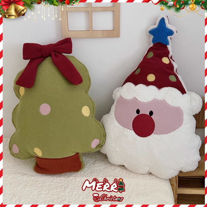 Weihnachts-Dekokissen aus Wollplüsch