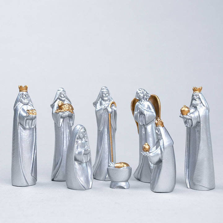 Krippen-Dekorationsset aus Kunstharz