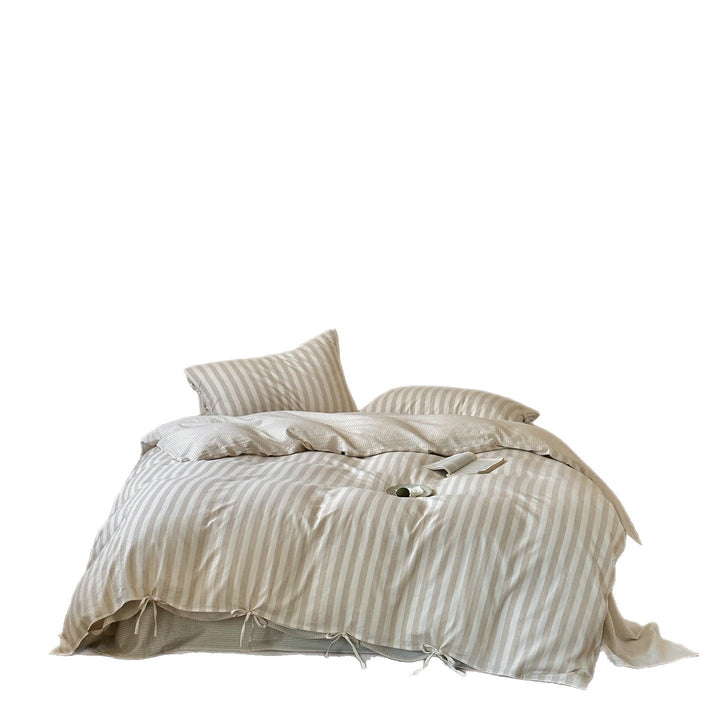 Bettwäsche-Set Baumwolle-Leinen, 4-teilig, Streifen, modern