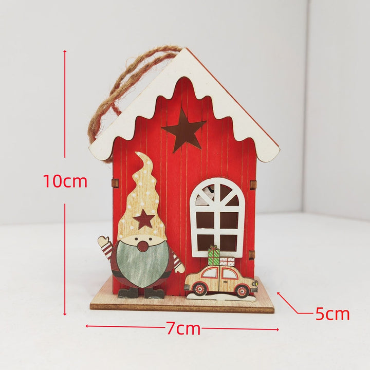 Beleuchtetes Holzhaus für die Weihnachtsdekoration