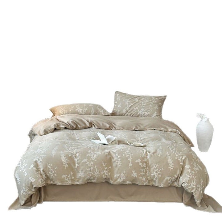 Baumwoll-Bettwäsche-Set, 4-teilig, Jacquard-Muster