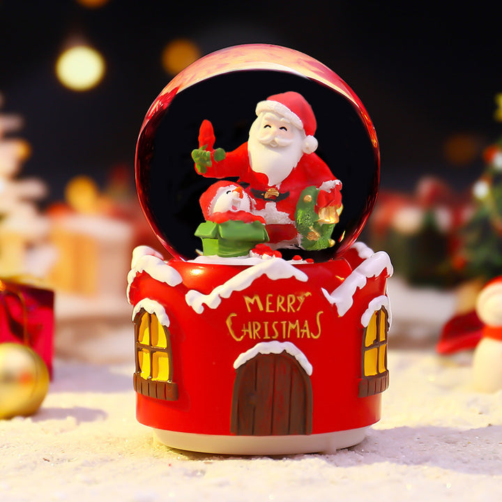 Weihnachts-Spieluhr mit Glaskugel und Schneeeffekt
