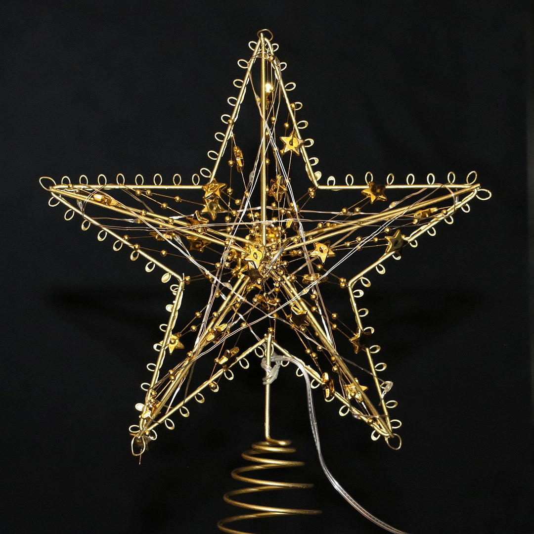 Weihnachtsbaum-Spitze Stern aus Eisen mit LED-Beleuchtung