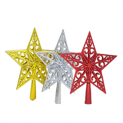 Weihnachtsbaumspitze Stern aus Kunststoff und Draht