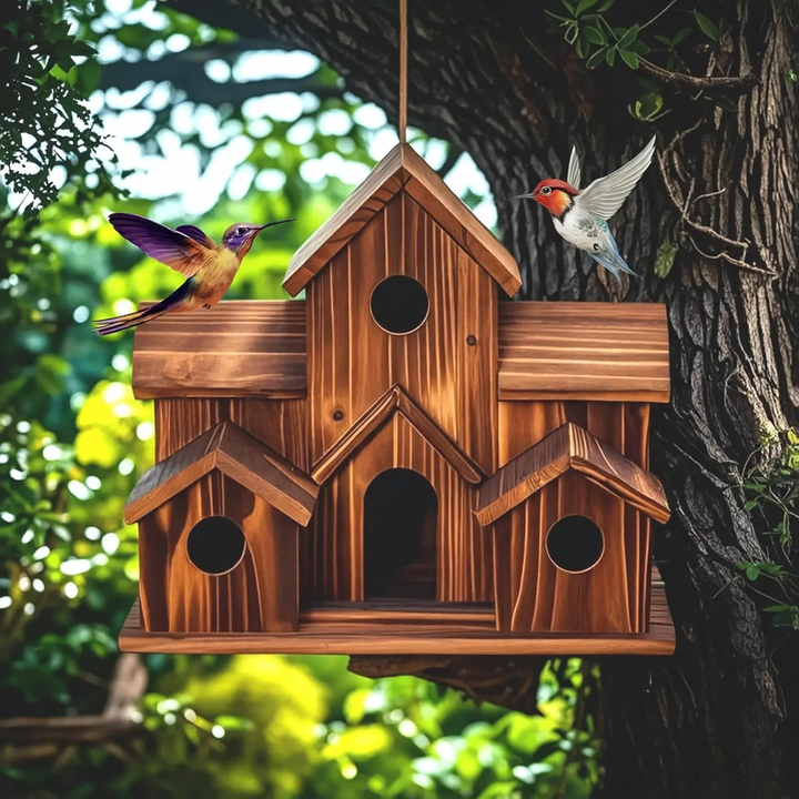 Vogelhaus aus Kiefernholz im Landhausstil