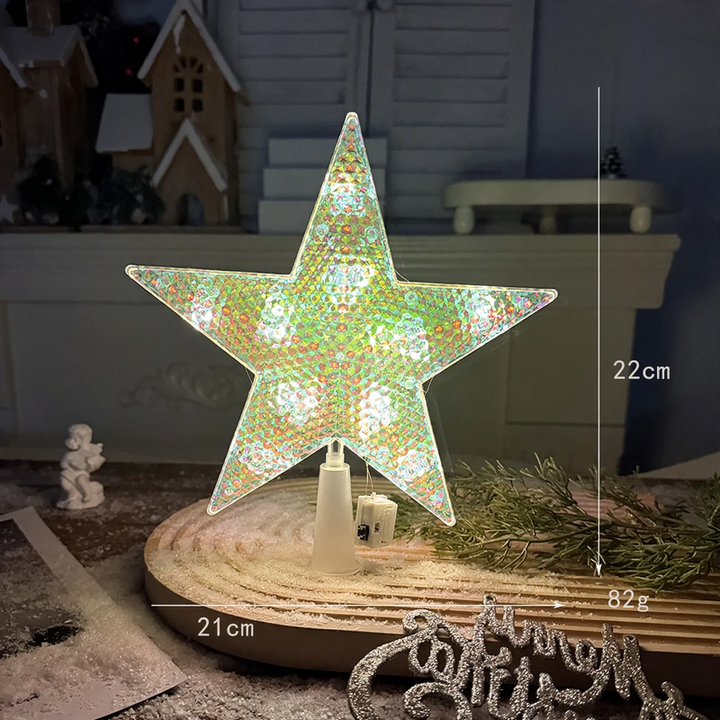 Beleuchteter Weihnachtsbaum-Spitzenstern aus Kunststoff