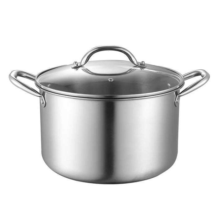 Edelstahl-Suppentopf 24 cm mit Glasdeckel