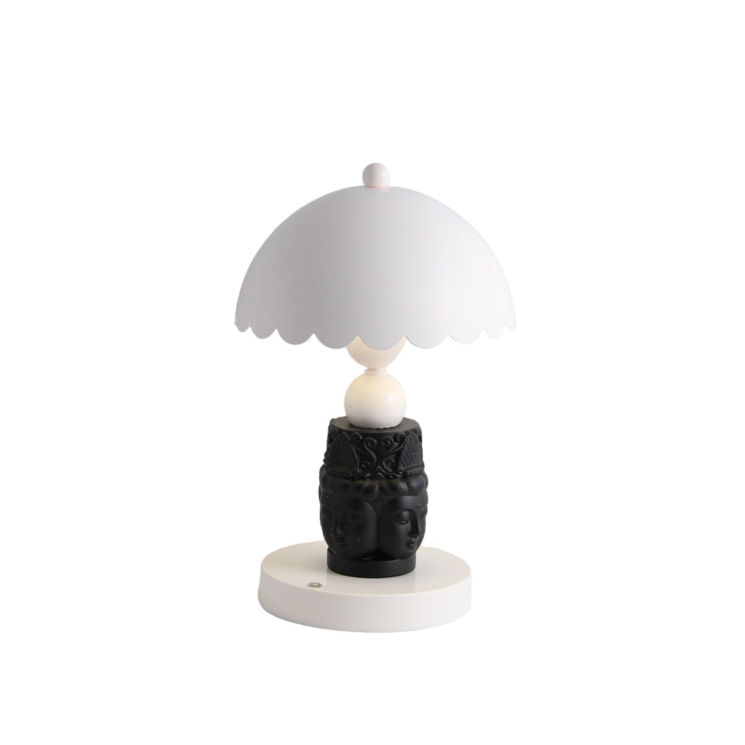Facettierte Buddha-Tischlampe, Schwarz-Weiß