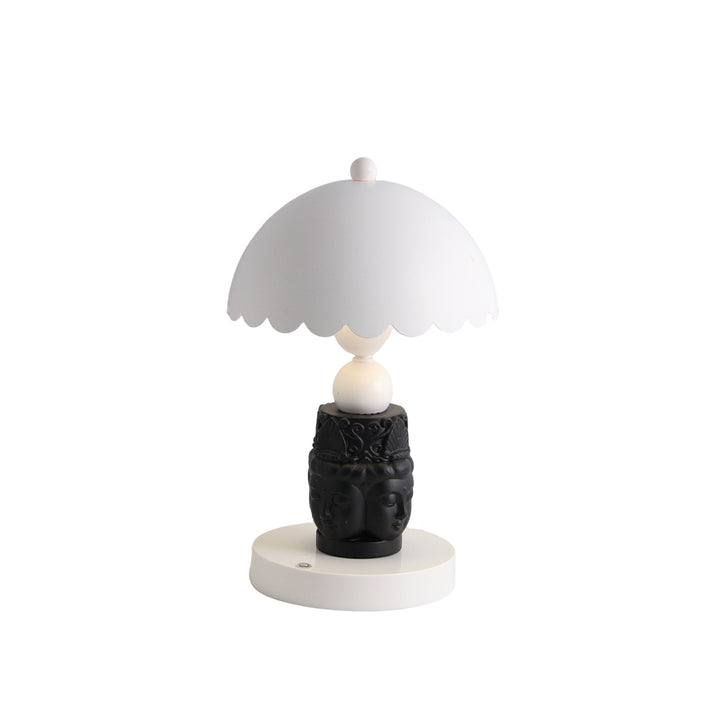 Facettierte Buddha-Tischlampe, Schwarz-Weiß