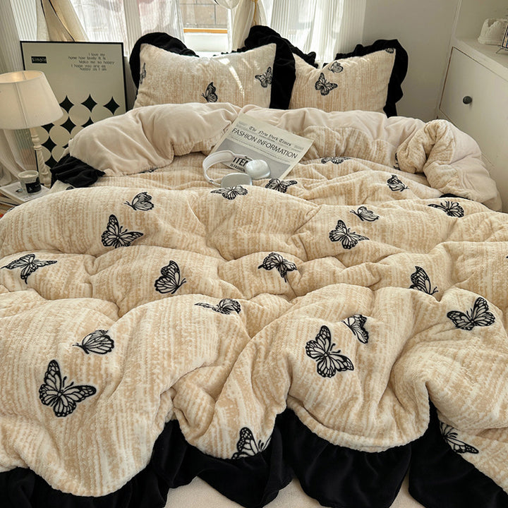 Elegantes Milchfaser-Fleece Bettwäsche-Set, französischer Stil