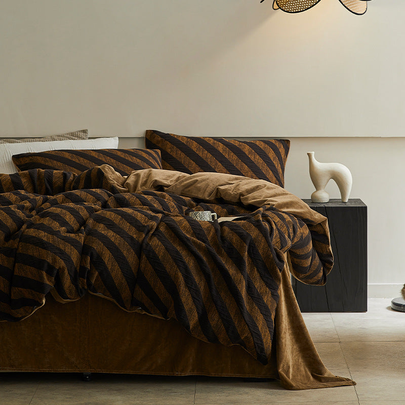 Milchfaser-Fleece Bettwäsche-Set, geometrisches Design