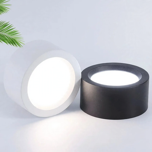 LED-Aufbauleuchte rund, Edelstahl