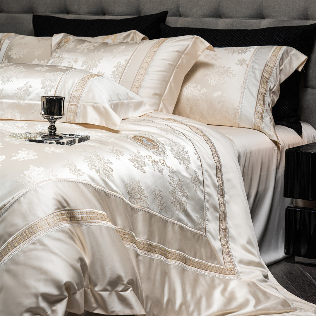 Satin-Jacquard-Bettwäsche aus Langstapelbaumwolle, 4-teilig