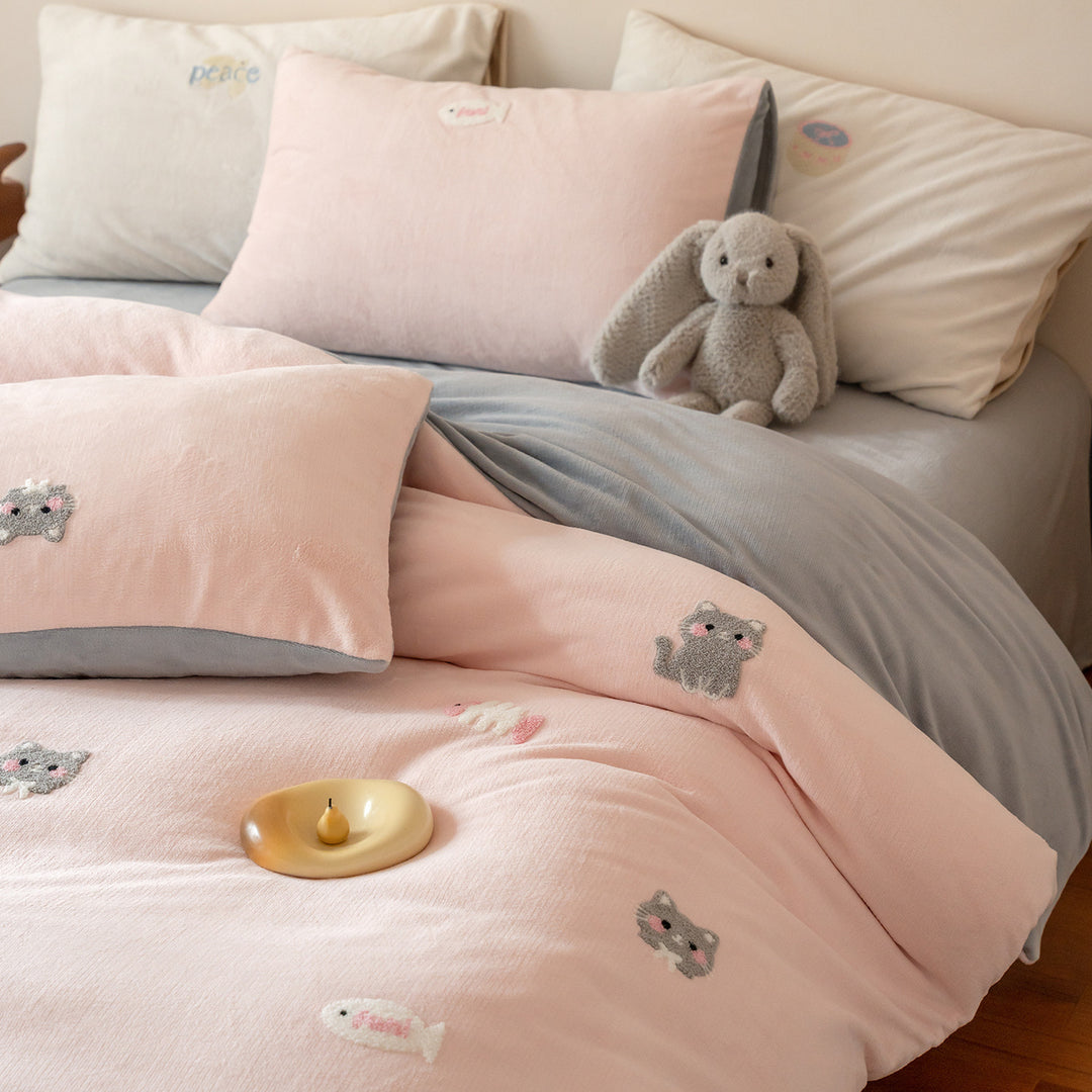 Milchfaser-Fleece Bettwäsche-Set, winterwarm, verschiedene Größen