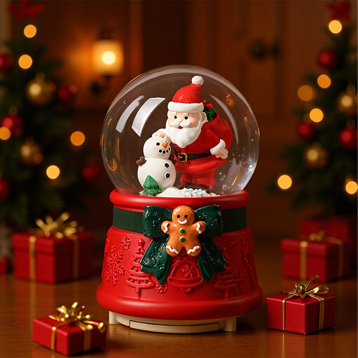 Weihnachtliche Schneekugel-Spieluhr mit Licht