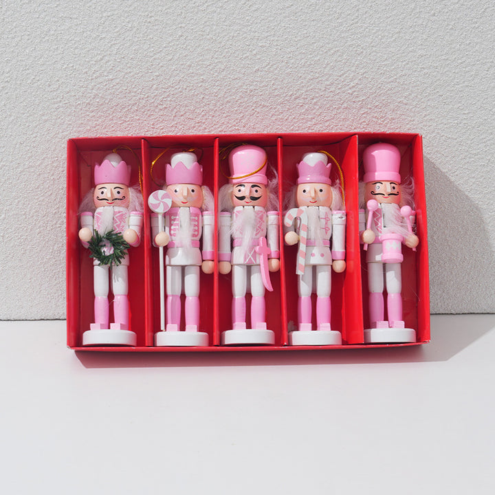 Nussknacker-Anhänger aus Holz, 12 cm, 5er-Set