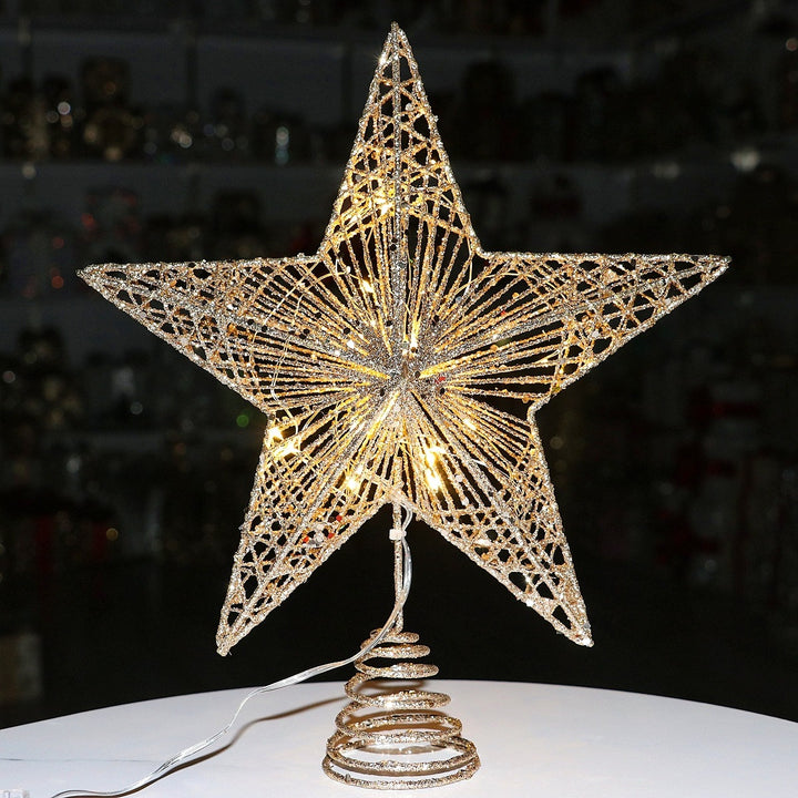 Weihnachtsbaum-Spitze Stern aus Eisen mit LED-Beleuchtung